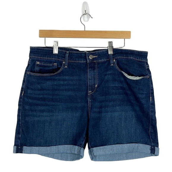 Signature Levi Strauss Denim Jean Shorts SZ 16 Mid Rise Stretch Dark Wash W33 - Picture 1 of 10